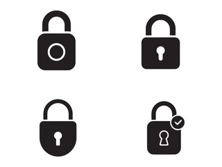 Four black padlock icons representing security and access control.