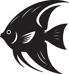 Fototapeta premium Angelfish Black Silhouette Vector, Tropical Aquarium Clipart & Elegant Marine Design