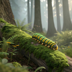 3d rendering of forest caterpillar