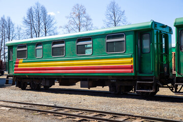 Passenger carriages on a narrow gauge railway
