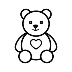 a black outline vector of teddy bear with heart shape.eps