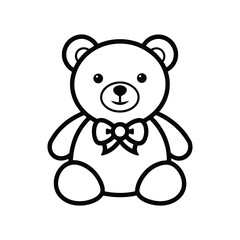 a black outline vector illustration of teddy bear with bow.eps