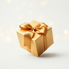 A beautiful golden gift box design with a white background color.