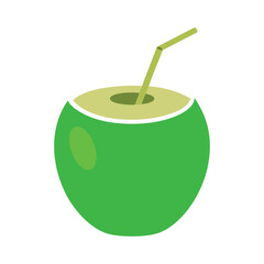 A Green Coconut and straw iIlustration Art Work