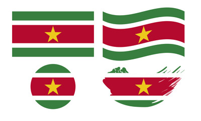 Suriname flag in different shapes