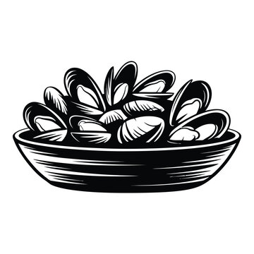 Thanksgiving Clam Bake Silhouette, Vector, Illustration, Icon, Logo, White Background.