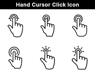 Obraz premium Hand Cursor Click Icons – Touchscreen Tap, Pointer Click, Mouse Gesture, Click Interaction, UI UX Navigation Symbols for Web and App Interface Design
