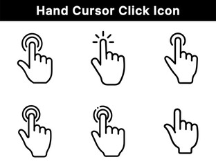 Obraz premium Hand Cursor Click Icons – Touchscreen Tap, Pointer Click, Mouse Gesture, Click Interaction, UI UX Navigation Symbols for Web and App Interface Design