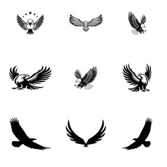 black and white bird group vector 1
