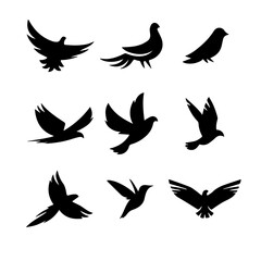 black and white bird group vector 4