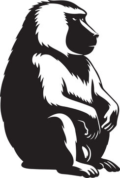Baboon profile silhouette illustration, Majestic baboon vector clean design