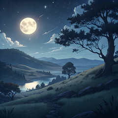 anime moon landscape