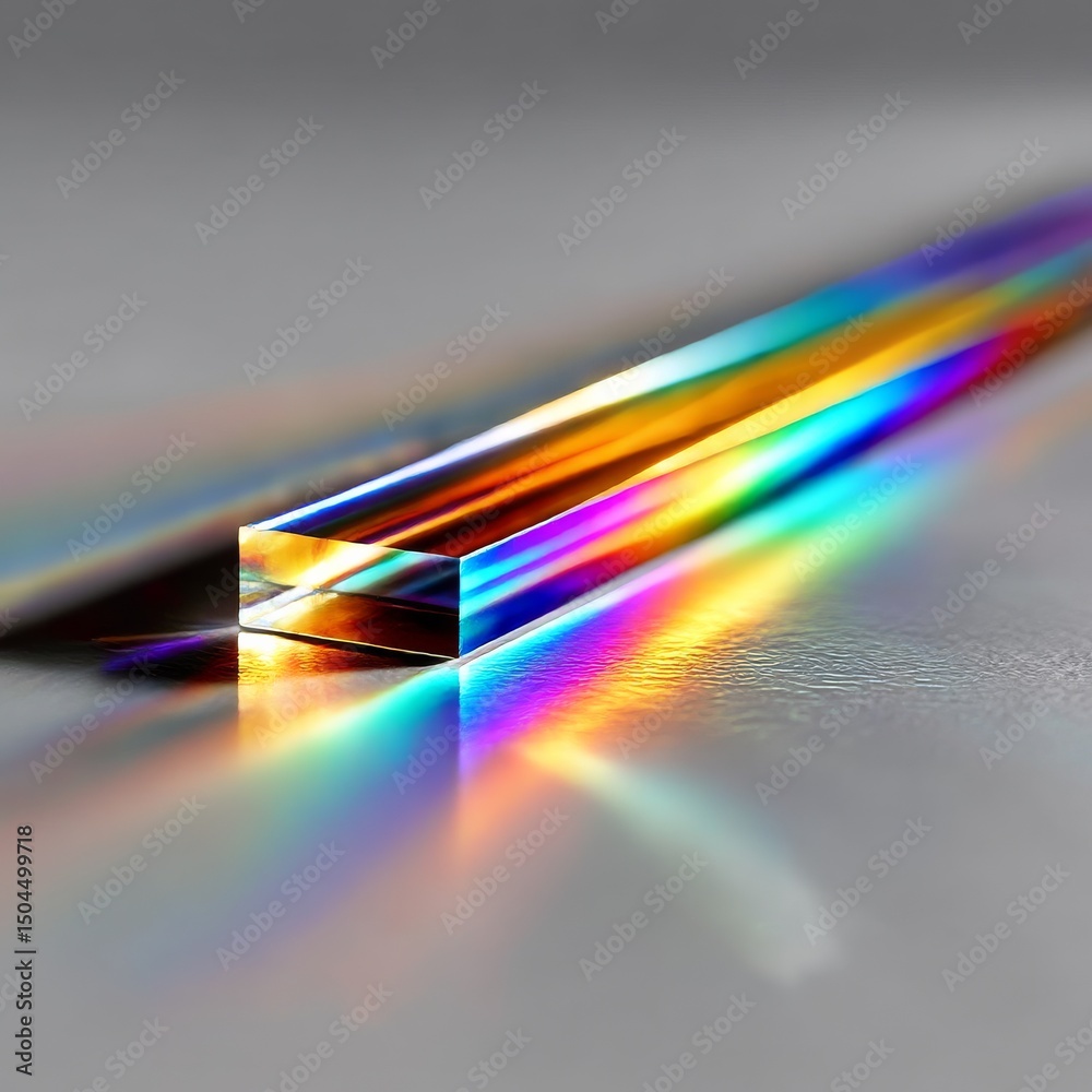 Leinwandbilder optical spectrum: a prism dispersing light into a rainbow of colors with refraction and reflection o