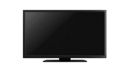 Sleek Modern Black Flat Screen TV Isolated on White Background