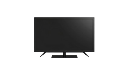 Sleek Modern Black Flat Screen TV Isolated on White Background