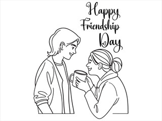 Happy friendship day line art design