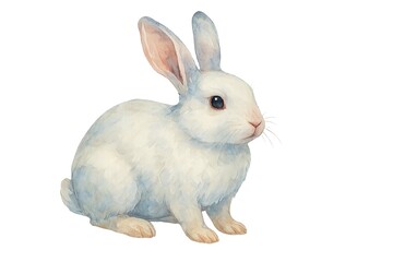 Fototapeta premium watercolor white rabbit illustration isolated on white background. concept of bunny, cute animal art, nature decor, wildlife inspiration, delicate painting style.
