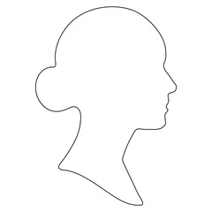 Silhouette profile of human heads, including men and women, representing concepts of mind, idea, and art