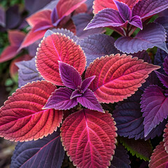 a purple and red leafed plant with purple leaves