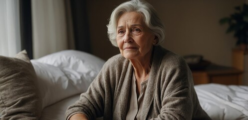 In a cozy retirement home, she smiles with quiet grace.

