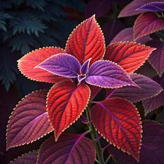 a purple and red leafed plant with purple leaves