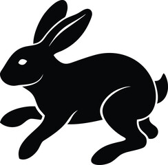 Obraz premium Stylish animal vector illustration of rabbit and wild pets in silhouette style. Perfect cartoon icon for design, nature, and domestic art projects.