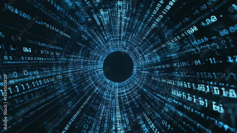 Poster Digital Tunnel Abstract Data Stream Visualization