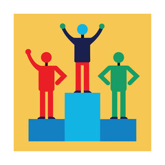 Celebration Icon with Three People and Podium