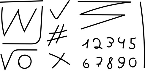 Line doodles set - hand drawn swirls, curved lines, grunge style marker, chaotic pointers. Chalk sketches, artistic design elements collection
