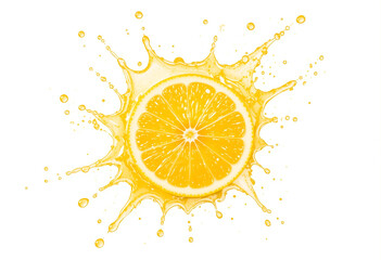 A splash of orange juice with a slice of orange in the middle