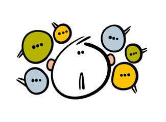 Head and the text bubble. The stickman vector illustration gets a lot of unsolicited advice, discussion, cues, and conversations.