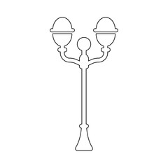 Outdoor lighting icons set. Devices for illumination of porch, walkway, path, garden, yard. Street lamp line icons collection. Park lights. Flat illustration Isolated on white background.
