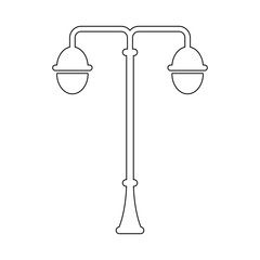 Outdoor lighting icons set. Devices for illumination of porch, walkway, path, garden, yard. Street lamp line icons collection. Park lights. Flat illustration Isolated on white background.