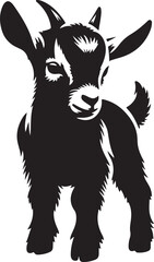 Baby Goat Black Silhouette Vector, Cute Farm Animal Clipart & Rustic Livestock Design