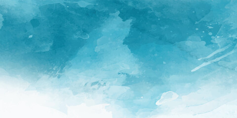 Soft Blue Watercolor Background with Layered Vintage Texture and Artistic Faded Edges. Deep Blue Paper Texture with Delicate Watercolor Washes and Authentic Vintage Distress for