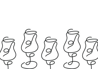 poster with a figured glass for various drinks drawn with several lines in line art style