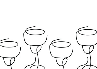 poster with drinking glasses in the shape of a tulip glass for various drinks drawn with several lines in line art style