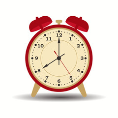 Red alarm clock on white background. vector