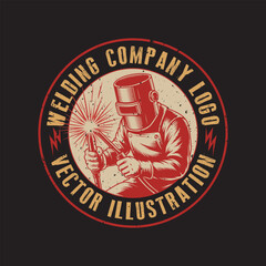 Welding company logo stamp design illustration