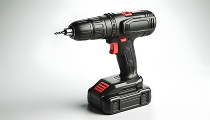 3D render of a modern battery-powered drill isolated on white background, sharp focus, minimalistic presentation.