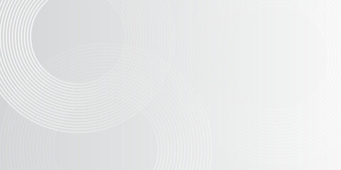 Simple white glowing geometric lines on gray background. Modern shiny blue circle modern art simple