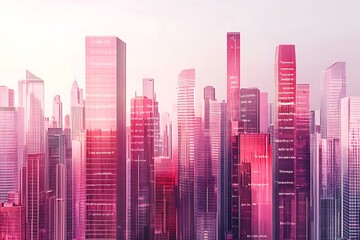 Fototapeta premium Pink Cityscape Urban Development and Architectural Design
