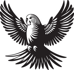 Budgie Black Silhouette Vector, Pet Bird Clipart & Tropical Avian Design