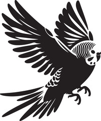 Budgie Black Silhouette Vector, Pet Bird Clipart & Tropical Avian Design