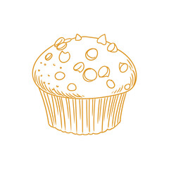 Hand-drawn lineart style drawing of a bread roll for a bakery, cafe, menus, cards, graphic design, minimalist
