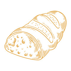 Hand-drawn lineart of bread for bakery, cafe, menus, cards, graphic design, minimalist
