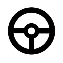 Fototapeta premium Simple Black and White Steering Wheel Icon on Isolated Background