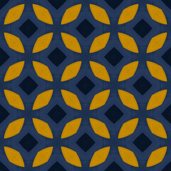 Vibrant blue and gold geometric pattern background. Perfect for web design, textiles, invitations, and digital art. A striking abstract wallpaper for your creative projects. 3600x3600 px, high quality