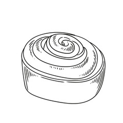 Hand-drawn lineart drawing of a cinnamon roll for a bakery or cafe, menus, cards, and graphic design. Minimalist