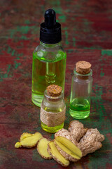 Creative display of oils and ginger
